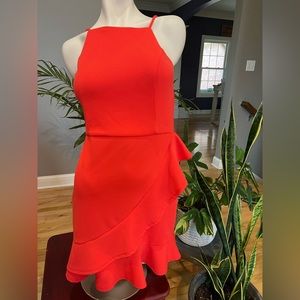 Lulus faux wrap flattering tangelo colored dress size M